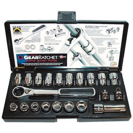 Gearwrench 21-Piece GearRatchet Combination SAE and Metric Socket Set EHT8921